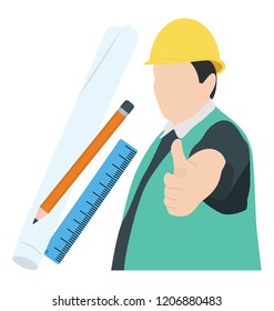 
An architect with tools for site management 
