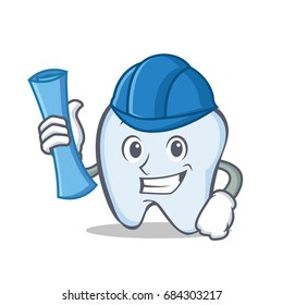 Architect tooth character cartoon style