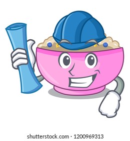 Architect traditional porridge rice in bowl cartoon