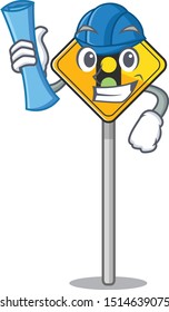 Architect traffic light ahead isolated with cartoon
