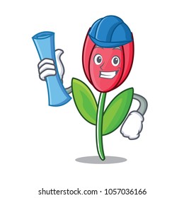 Architect tulip character cartoon style