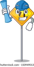 Architect u turn sign shaped the cartoon