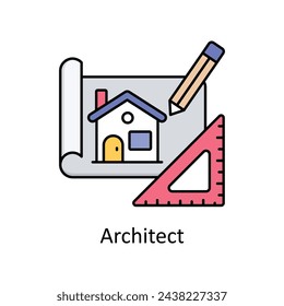Ilustración de diseño de icono de esquema relleno vectorial de arquitecto. Símbolo de unidades de fabricación sobre fondo blanco EPS 10 Archivo
