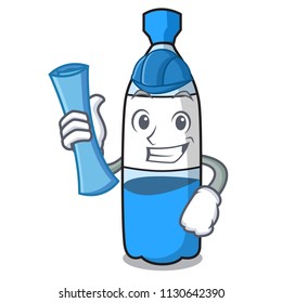 Architect water bottle character cartoon vector illustration