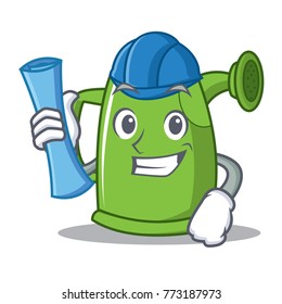 Architect watering can character cartoon