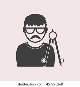 Architect web icon. Isolated illustration