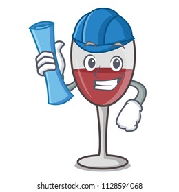 Architect wine character cartoon style