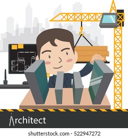 architect work project vector illustration