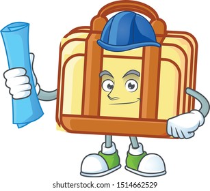 Architect work suitcase cartoon for equipment office.