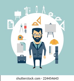 architect of working tools illustration