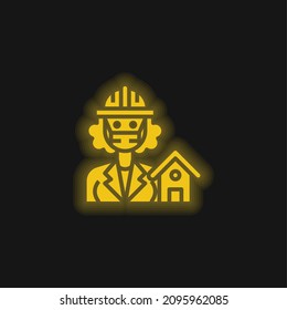 Architect yellow glowing neon icon