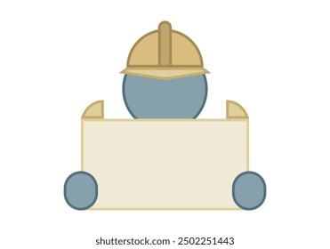 Architect with yellow helmet looking at blueprints