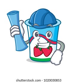 Architect yogurt character cartoon style