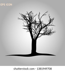 Architectonics of the crown of Norway maple. The structure of the tree branches and trunk of a rectangular shape. Vector drawing of the tree on a white background
