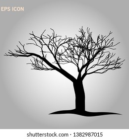 Architectonics of the crown of Norway maple. The structure of the tree branches and trunk of a rectangular shape. Vector drawing of the tree on a white background eps 10