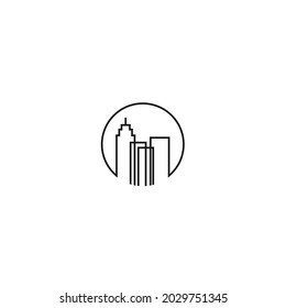 architects building building business logo investment vector icon illustration monoline design lines