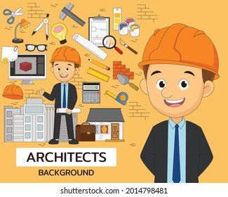 Architects concept background. Flat icons.