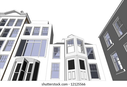 Architect's Eco friendly buildings featuring various dwellings and offices in vector format. Every feature of each building including doors and windows can be edited or colored to suit.