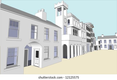 Architect's Eco friendly buildings featuring various dwellings and offices in vector format. Every feature of each building including doors and windows can be edited or colored to suit.