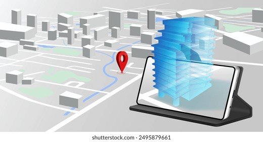 Architects and engineers utilize BIM application technology on computer for precise and revolution digital modeling of enhancing construction planning project and efficiency.Vector illustration