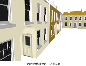 Architect's Home / Office in vector format. Every feature of each building including doors and windows can be edited or colored to suit.