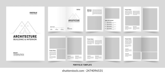 Architects Portfolio Booklet template, Black and White Portfolio Layout