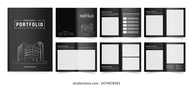 Architects Portfolio Booklet template, Black and White Portfolio Layout