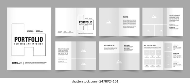 Architects Portfolio Booklet template, Black and White Portfolio Layout