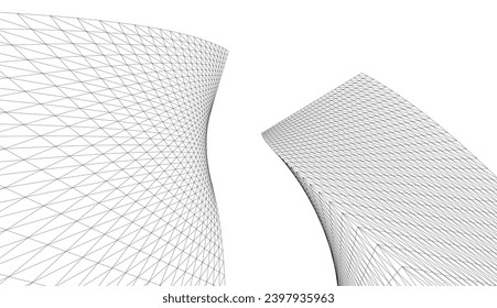 3D-Zeichnung der Architektur. Futuristischer Hintergrund