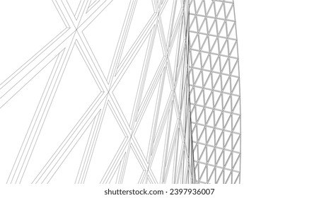 Architectural 3d drawing. Futuristic background