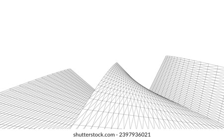 Dibujo arquitectónico 3d. Fondo futurista