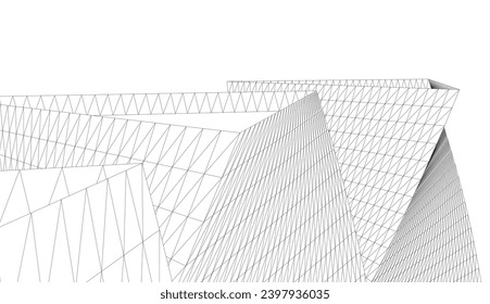Architectural 3d drawing. Futuristic background