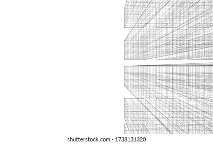 Dibujo arquitectónico 3d. Fondo geométrico 