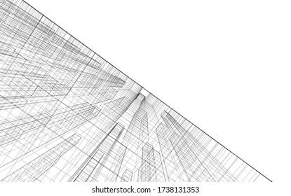 Dibujo arquitectónico 3d. Fondo geométrico 