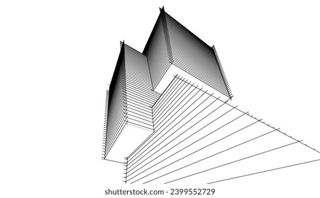 Architectural 3d drawing vector background