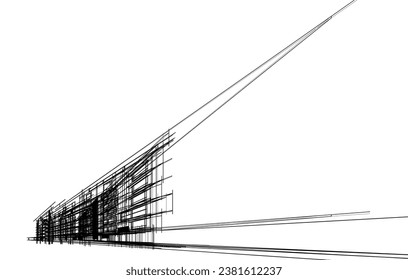 Architectural 3d drawing vector illustration