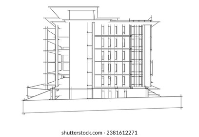 Architektur, 3D-Zeichnung, Vektorgrafik