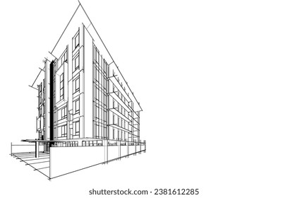 Architectural 3d drawing vector illustration