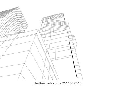 Architectural 3d drawing vector illustration