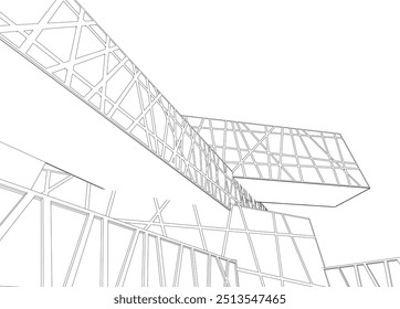 Architectural 3d drawing vector illustration