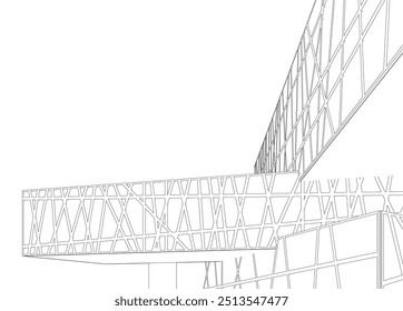 Architectural 3d drawing vector illustration