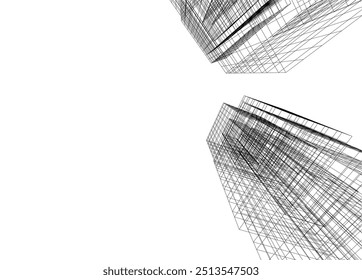 Ilustração arquitetônica de vetor de desenho 3d