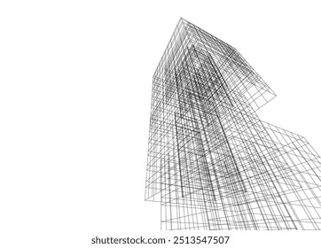 Architektonische 3D-Zeichnung, Vektorgrafik