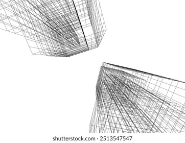 Ilustración vectorial arquitectónica del dibujo 3d