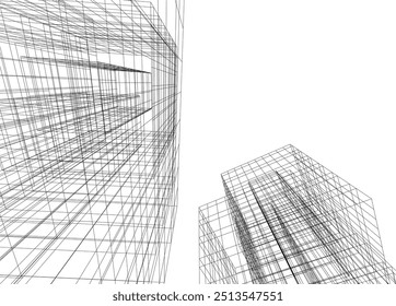 Architectural 3d drawing vector illustration