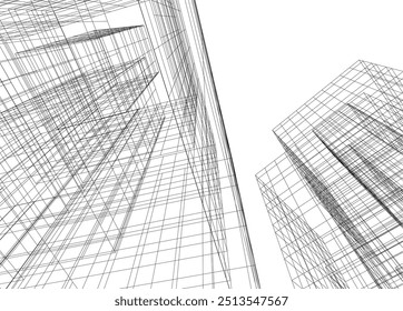 Architectural 3d drawing vector illustration