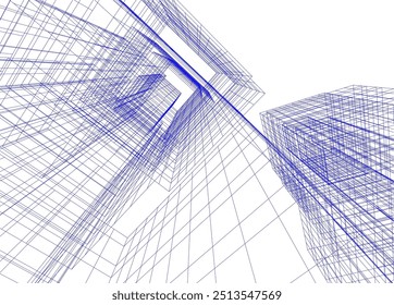 Architektonische 3D-Zeichnung, Vektorgrafik