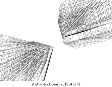 Ilustración vectorial arquitectónica del dibujo 3d