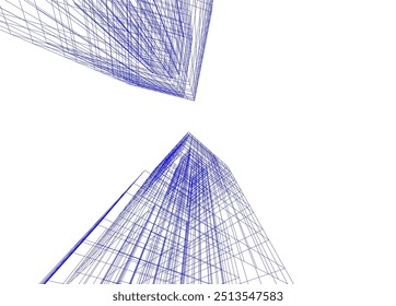 Architectural 3d drawing vector illustration