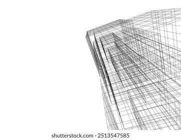 Ilustración vectorial arquitectónica del dibujo 3d